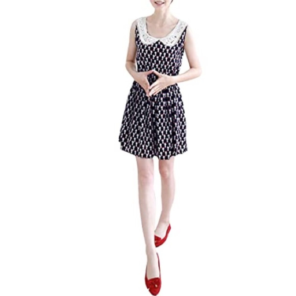 NEW - Cute Lolita Cat Dress w/ crochet pan collar